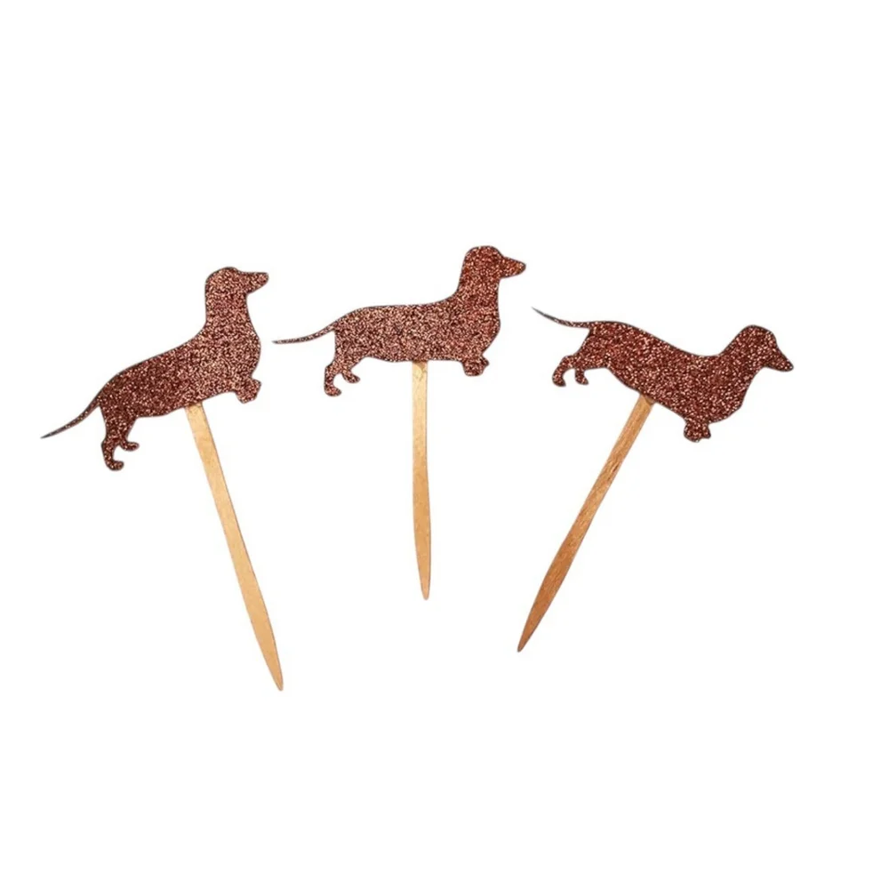 Dachshund cupcake toppers, Hotdog topper, Birthday party, Dog, Weiner Dog, 12 Ct